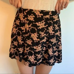 John Galt Black Floral Mini Skirt